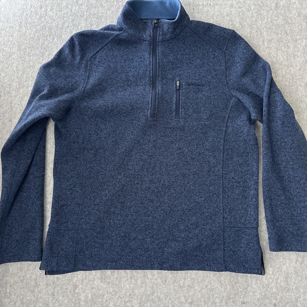 Woolrich Fleece Quarter Zip Pullover Sweater Blue Mens Large